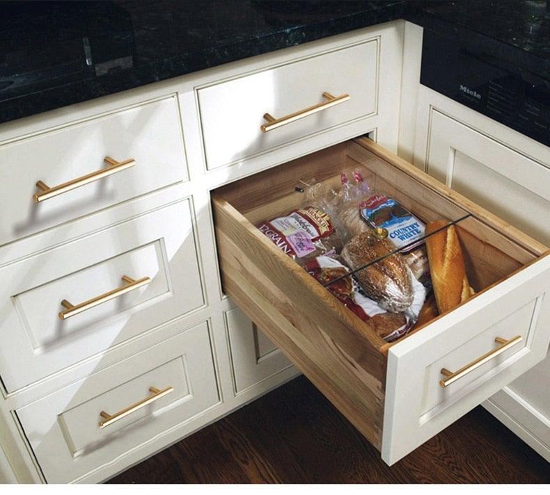 Ensemble de 20 poignées de cabinet en acier inoxydable brossé doré