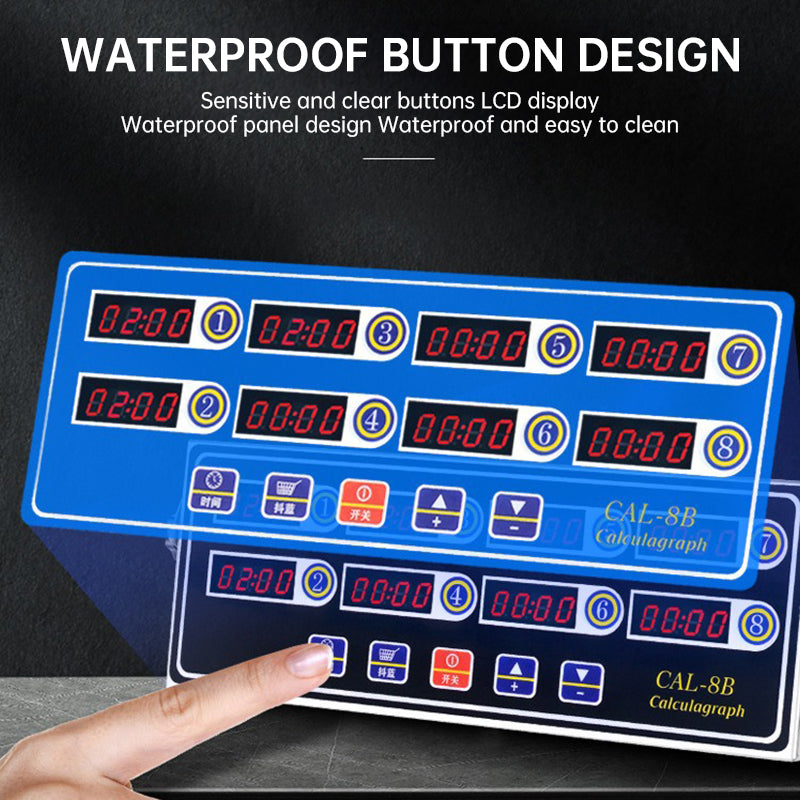 8 - Channel Calculagraph Kitchen Timer, 220V plug, shake - to - remind, 8 screens, great cooking accessory. - Korvel