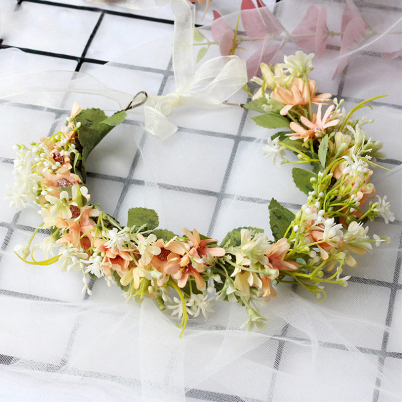 Forest women's floral wreath fresh little daisy princess sweet headband spring photo headband - Korvel