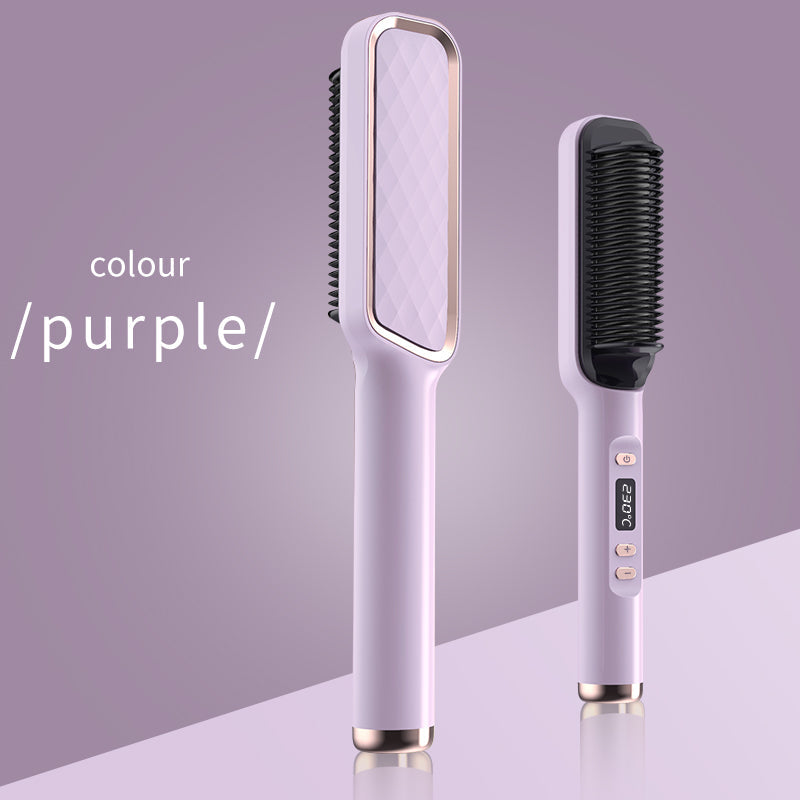 Straight Hair Comb, Lcd, Household Negative Ion Lazy Person Curling Stick, Dual Purpose Hair Salon, Electric Hair Straightener - Korvel