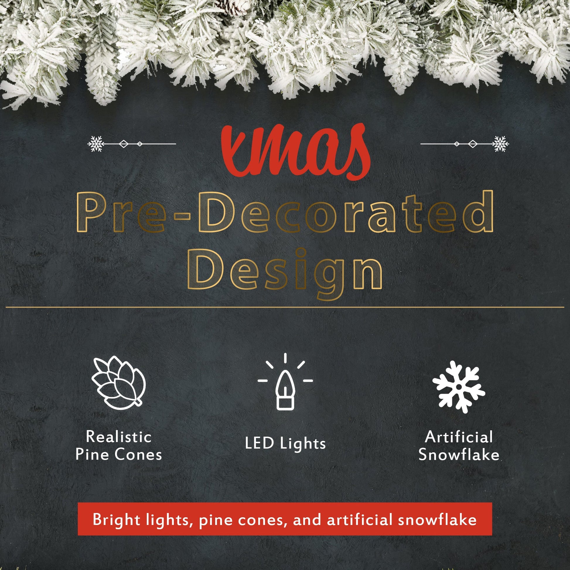 A set of 4 artificial Christmas trees, including flower garlands, flower garlands, and 2 entrance trees, with LED lights - Korvel