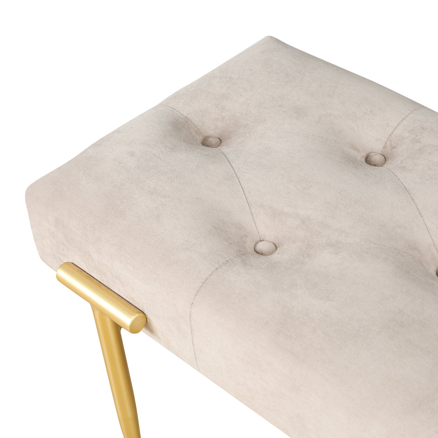 48'' Modern Ottoman Bench Velvet Bench Upholstered Footrest With Gold Metal Legs And Padded Seat For Bedroom Living Room - Korvel