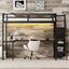 Twin XL Metal Loft Bed with L-shaped Desk and USB