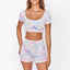 Ensemble de yoga pour femmes en tie-dye d'été : crop top et shorts taille haute