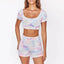 Ensemble de yoga pour femmes en tie-dye d'été : crop top et shorts taille haute