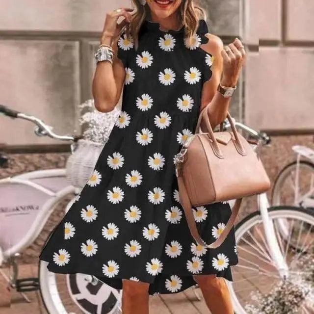 Vestido sin mangas con estampado de puntos encantador para mujeres