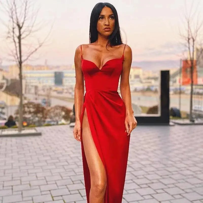 Vintage Pleated Spaghetti Strap Bodycon Dress