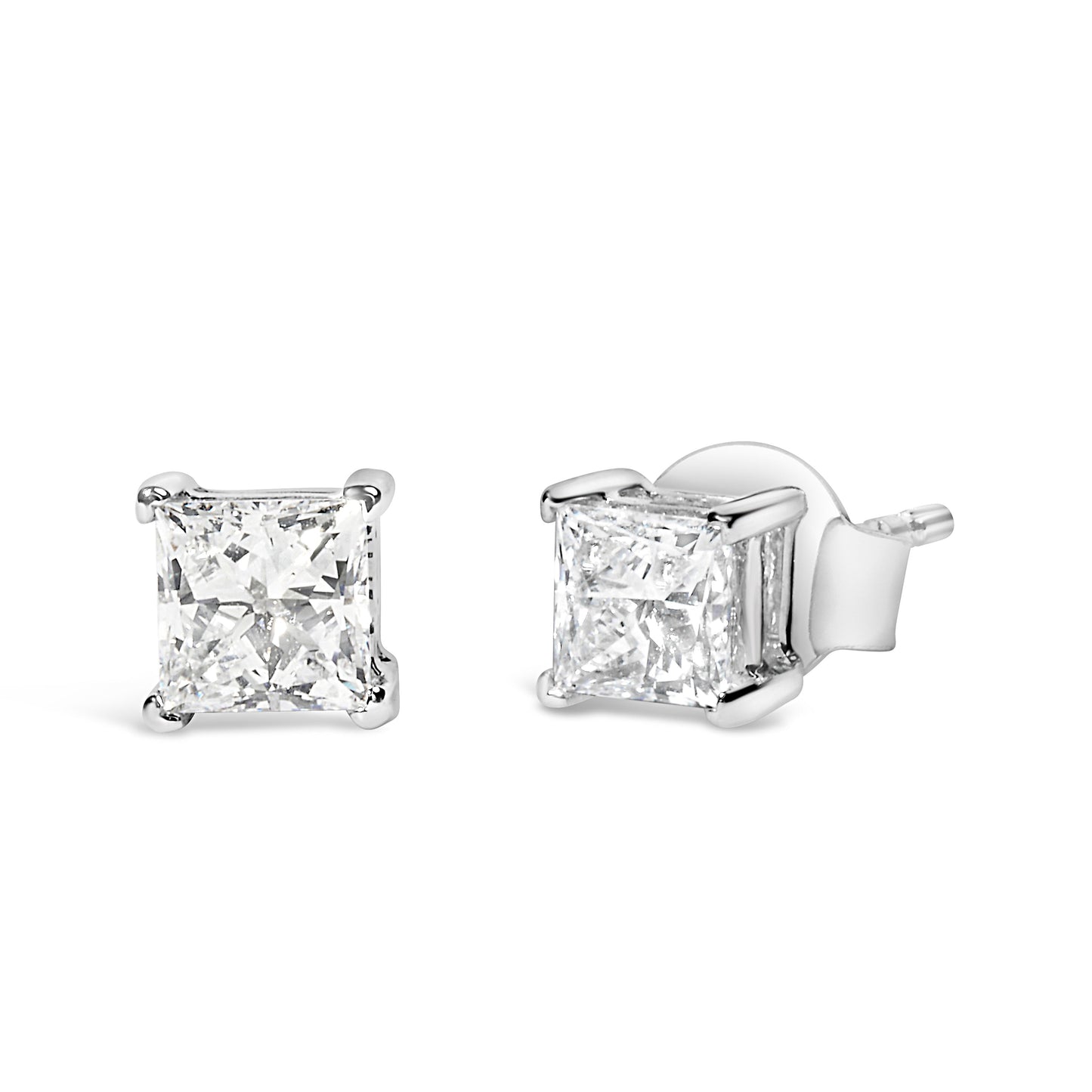 Boucles d'oreilles clou en diamant solitaire en or blanc 14K cultivé en laboratoire