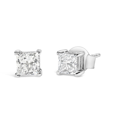 14K White Gold Lab Grown Diamond Solitaire Stud Earrings