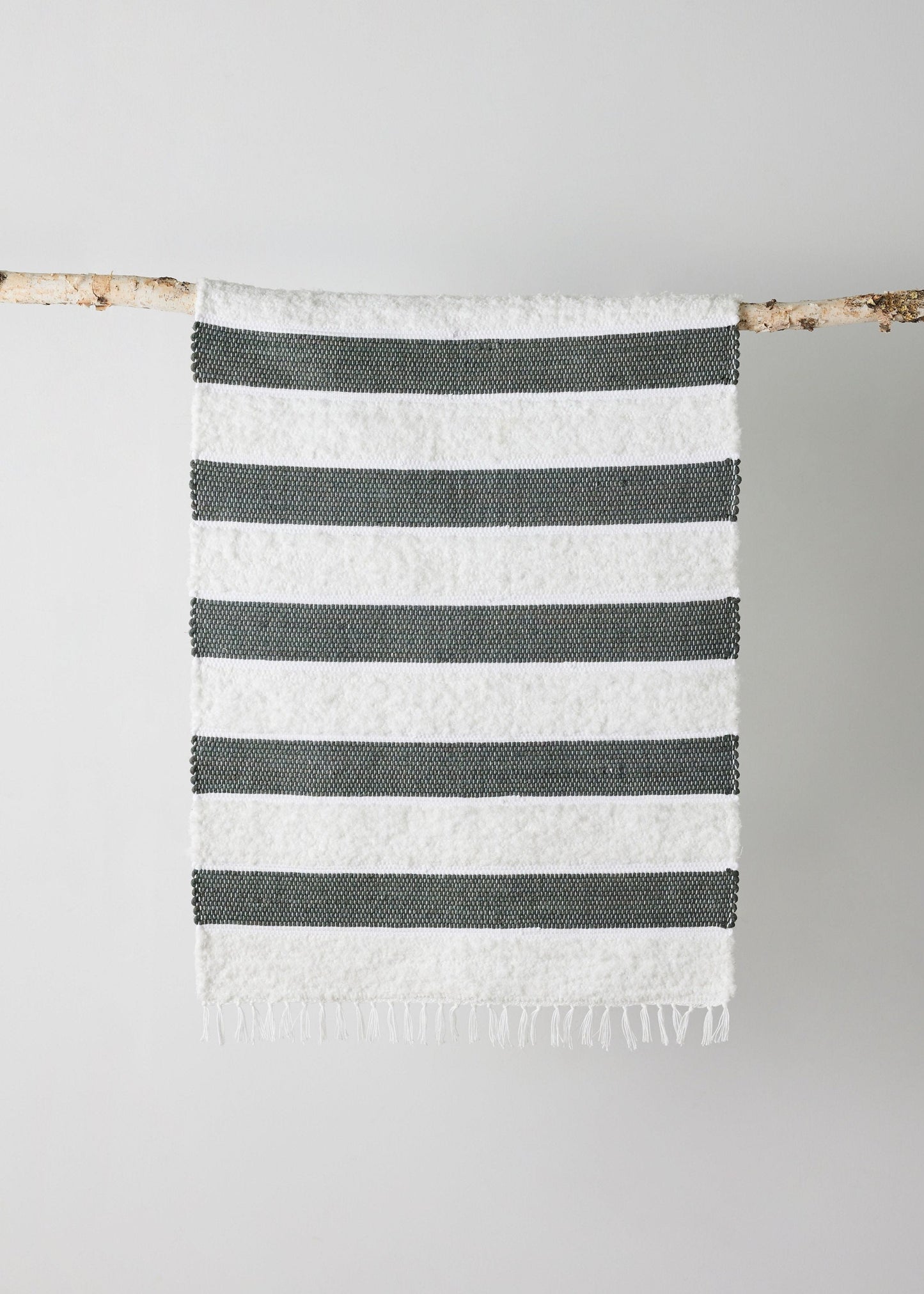 Tapis Banded en Coton Vert Doux
