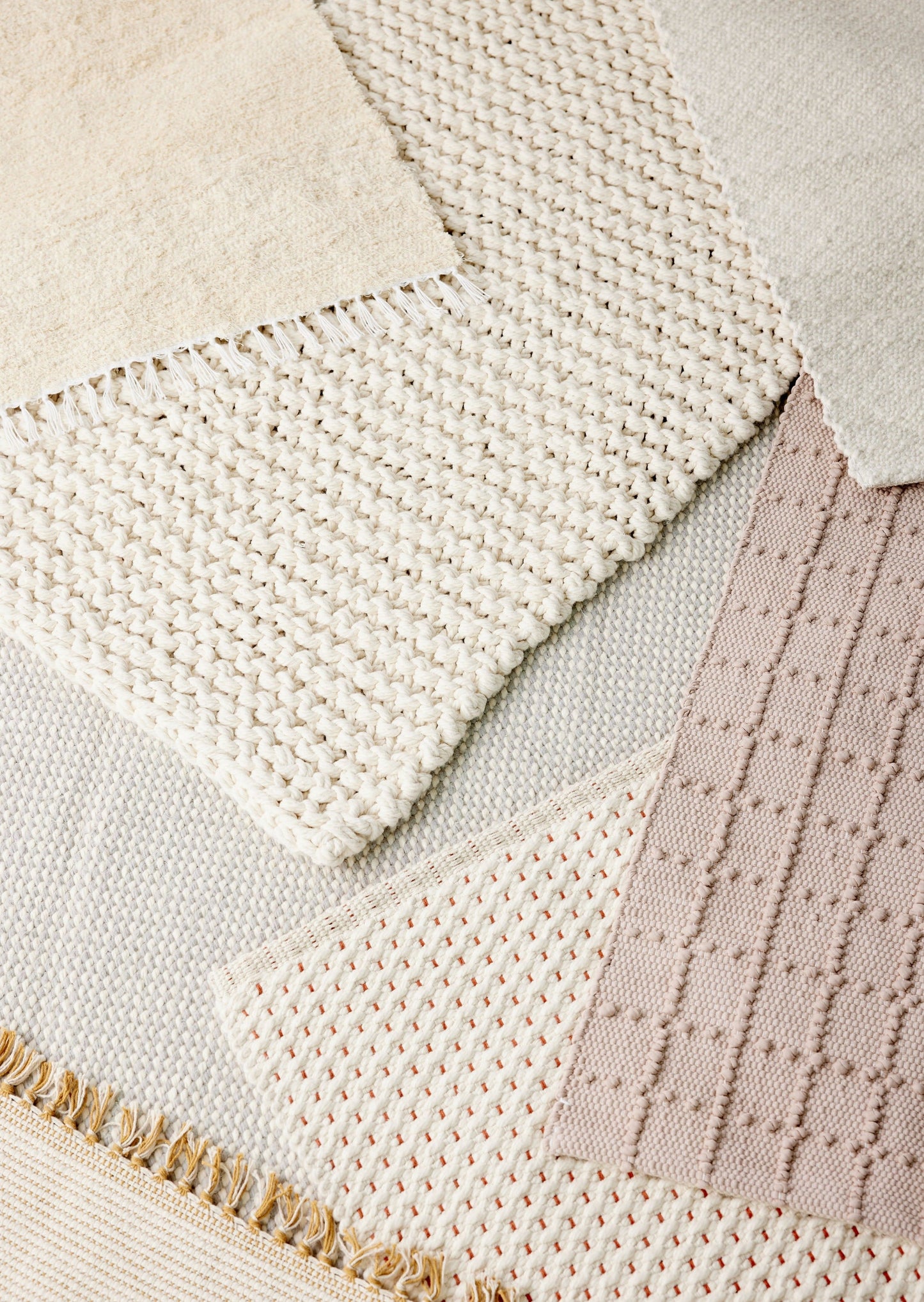 Tapis Écru Épais Tissé à la Main