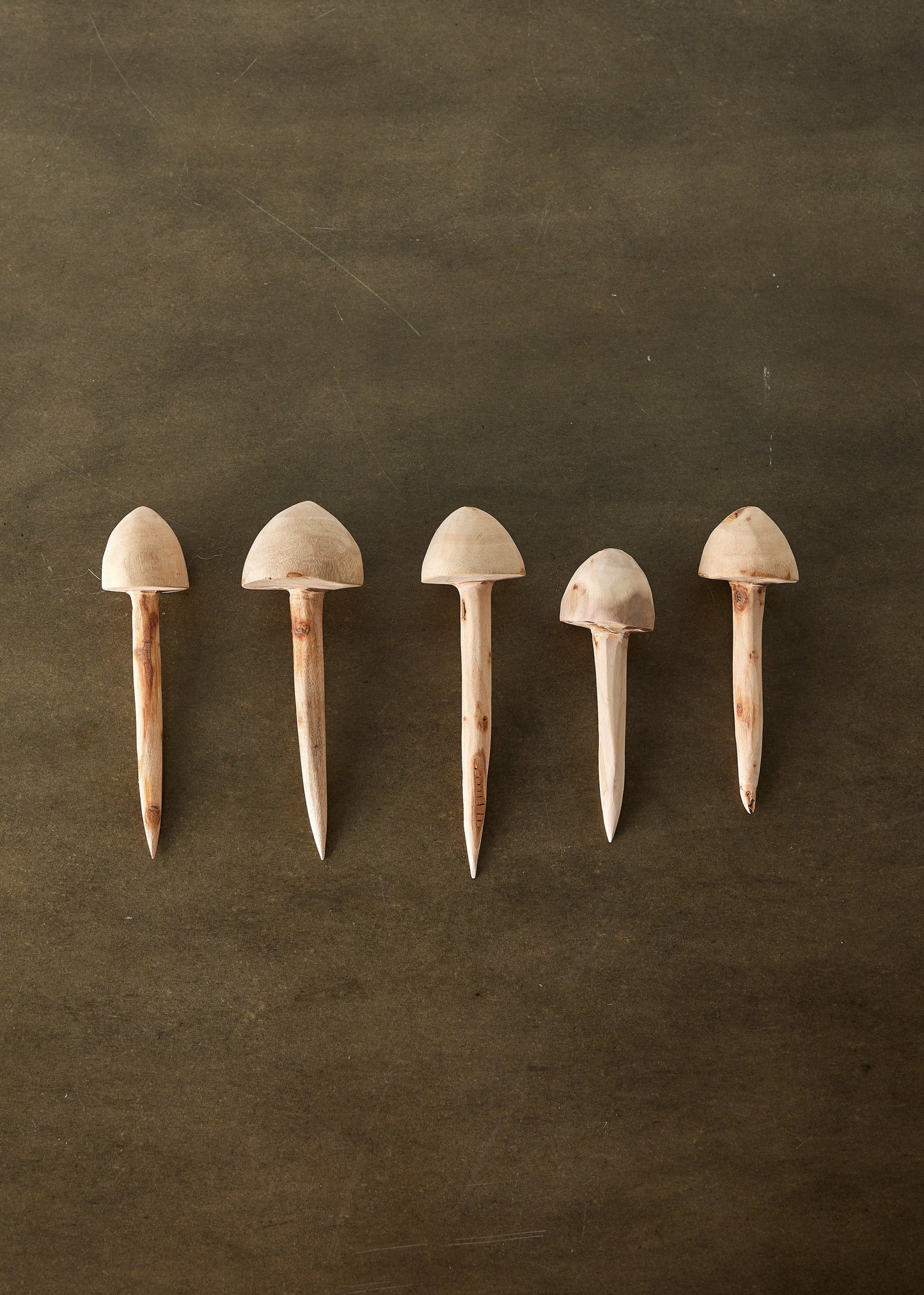 Hand-Carved Wooden Mushroom Garden Stick