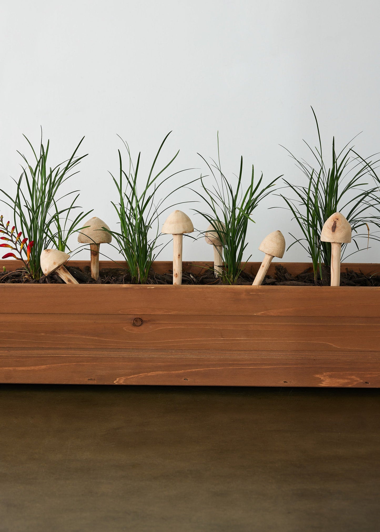 Hand-Carved Wooden Mushroom Garden Stick