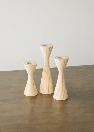 Portavelas de Madera Geo para Vela de Té - Blanco, Negro, Natural