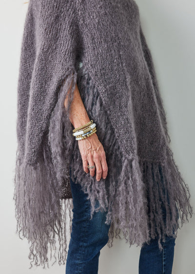 Kit de Poncho Amour à Tricoter en Gris