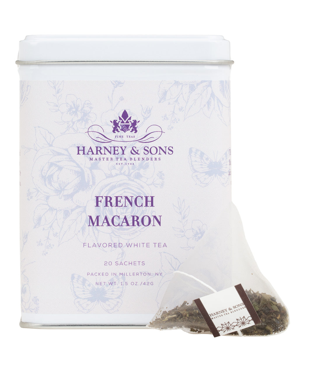 French Macaron White Tea, Tin of 20 Sachets