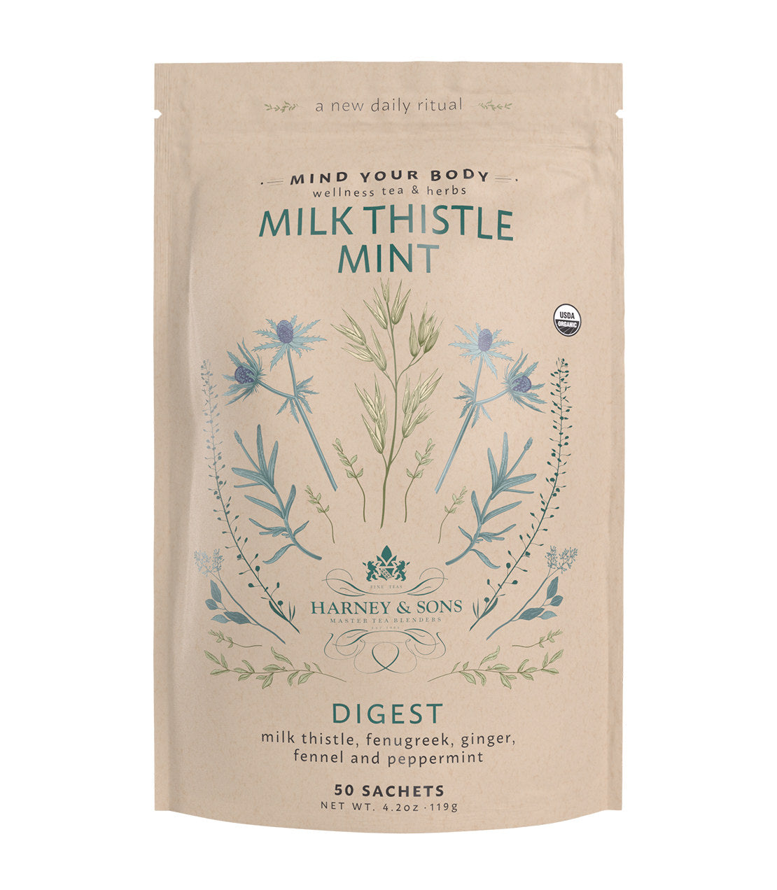 Té Orgánico de Cardo Mariano y Menta - 50 Bolsitas
