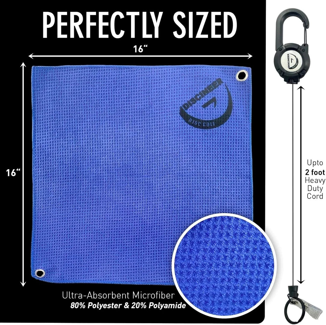 Toalla de Waffle Retráctil Premium con Carabiner - 16" x 16"