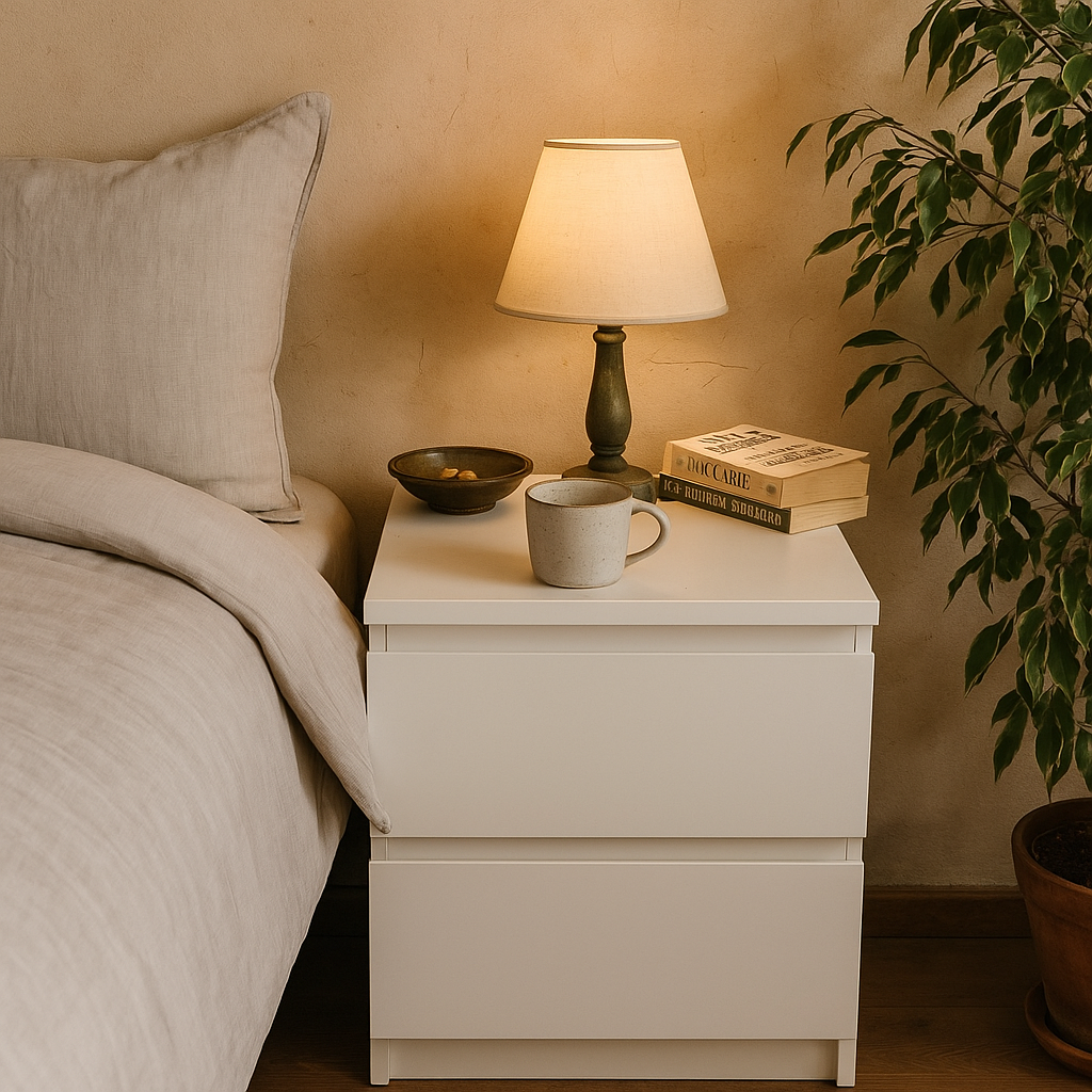 Table de chevet HideBox 2.0 - Design moderne avec rangement caché