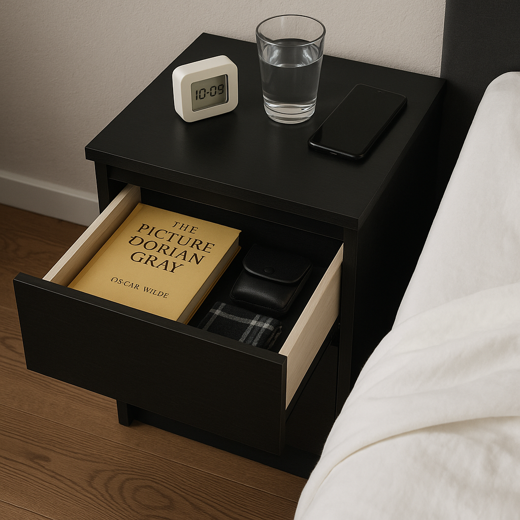 Table de chevet HideBox 2.0 - Design moderne avec rangement caché