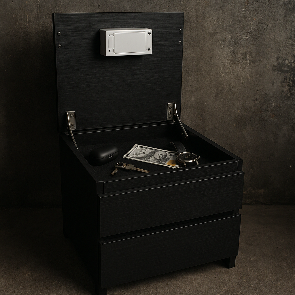 Table de chevet HideBox 2.0 - Design moderne avec rangement caché