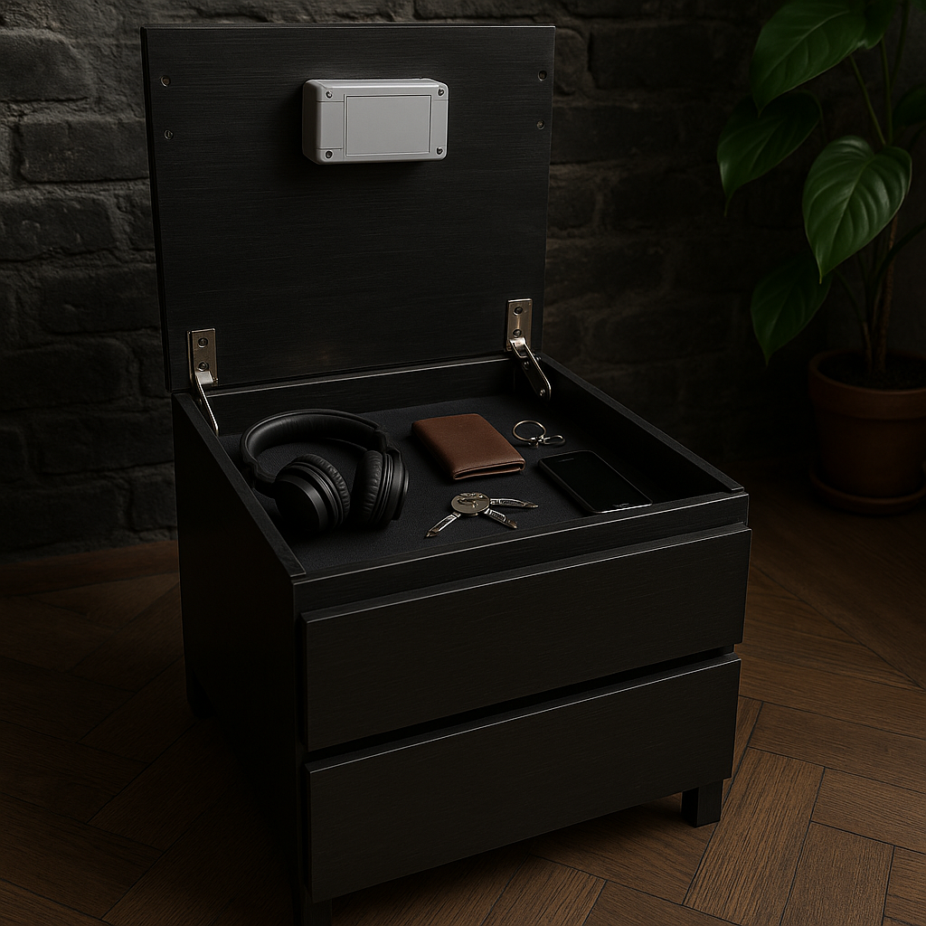 Table de chevet HideBox 2.0 - Design moderne avec rangement caché
