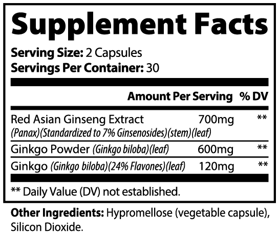 Premium Ginkgo Biloba & Ginseng Capsules