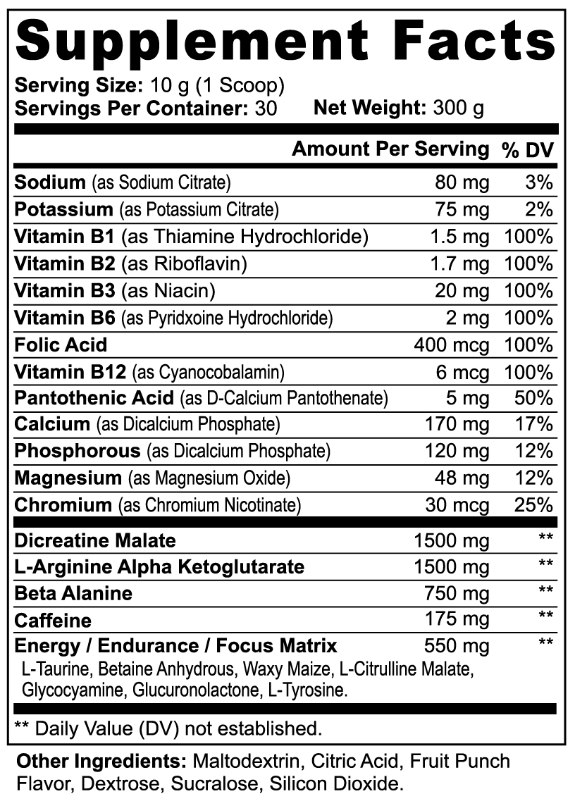 Nitric Shock Polvo Pre-Entrenamiento - Aumento de Energía Premium