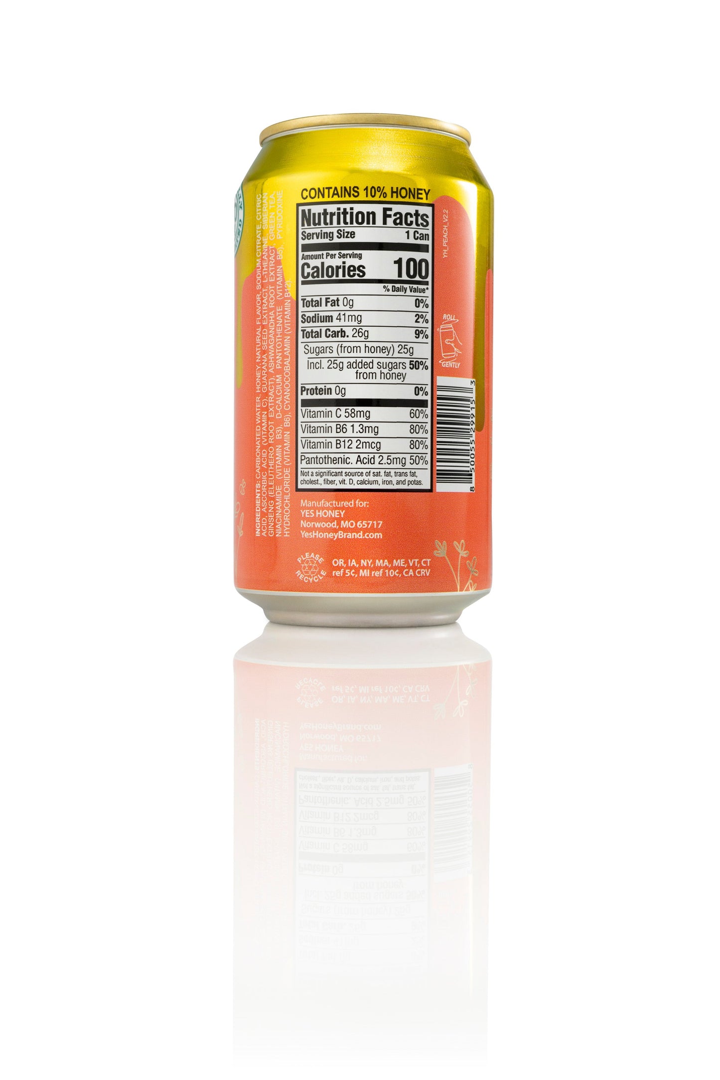 Bee Vitalized Sparkling Honey Sweetened Peach Tea - Korvel