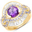 Bague Cocktail en Or Jaune 14K Plaqué Améthyste et Tanzanite
