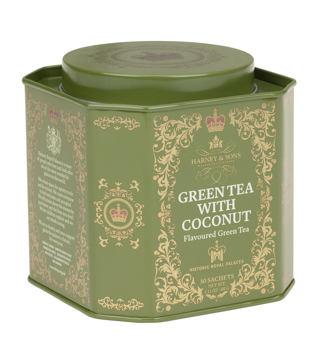 Thé vert avec noix de coco, gingembre et vanille - Boîte HRP de 30 sachets