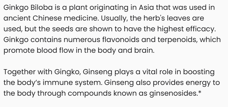 Premium Ginkgo Biloba & Ginseng Capsules