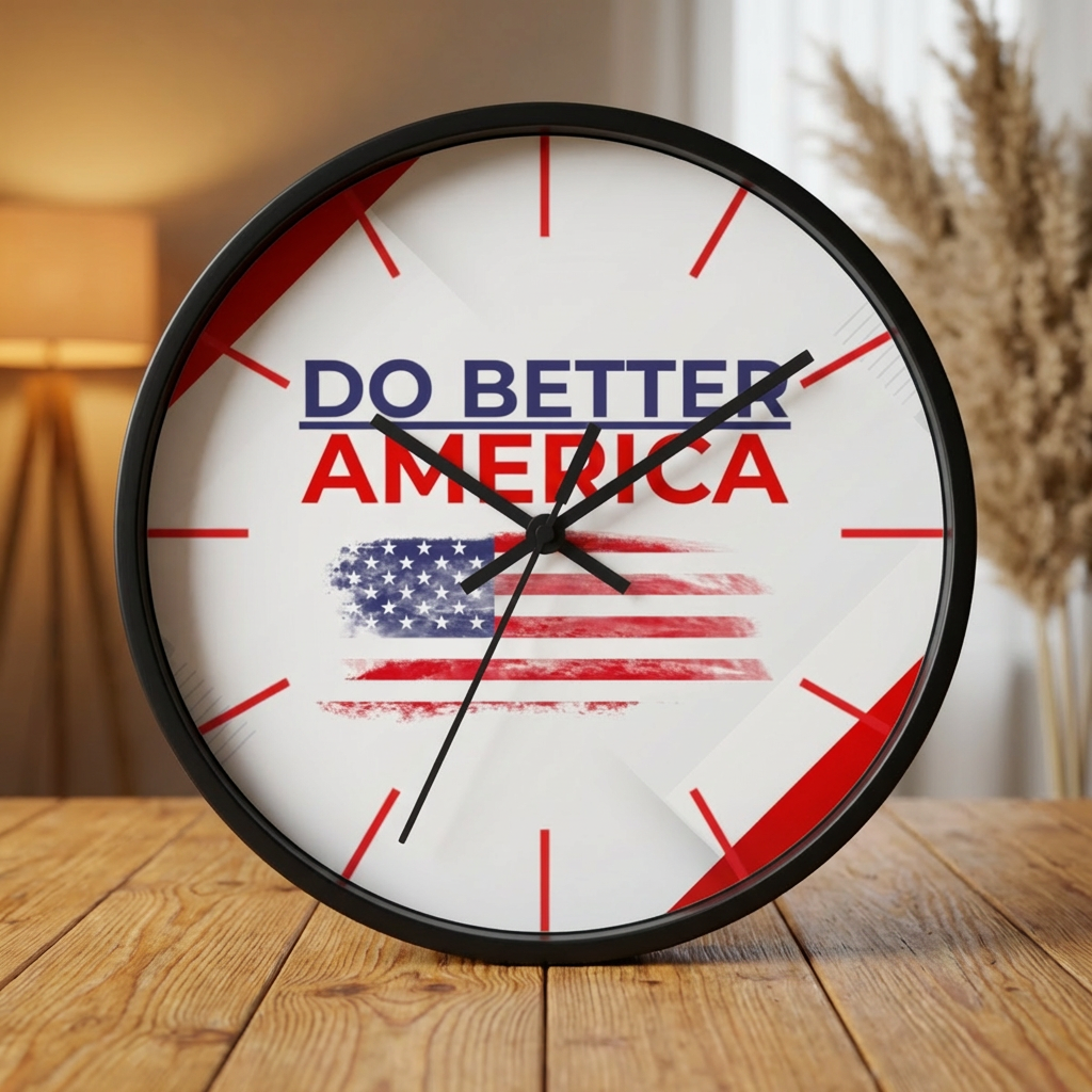 Do Better America Patriotic Silent Wall Clock – 10" Wood Frame