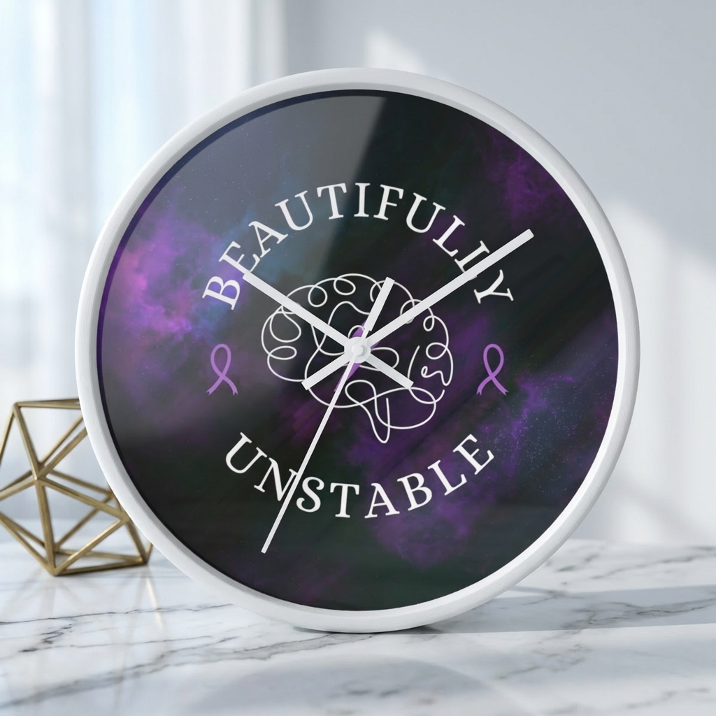 Beautifully Unstable Purple Ribbon Brain Silent Wall Clock - 10"