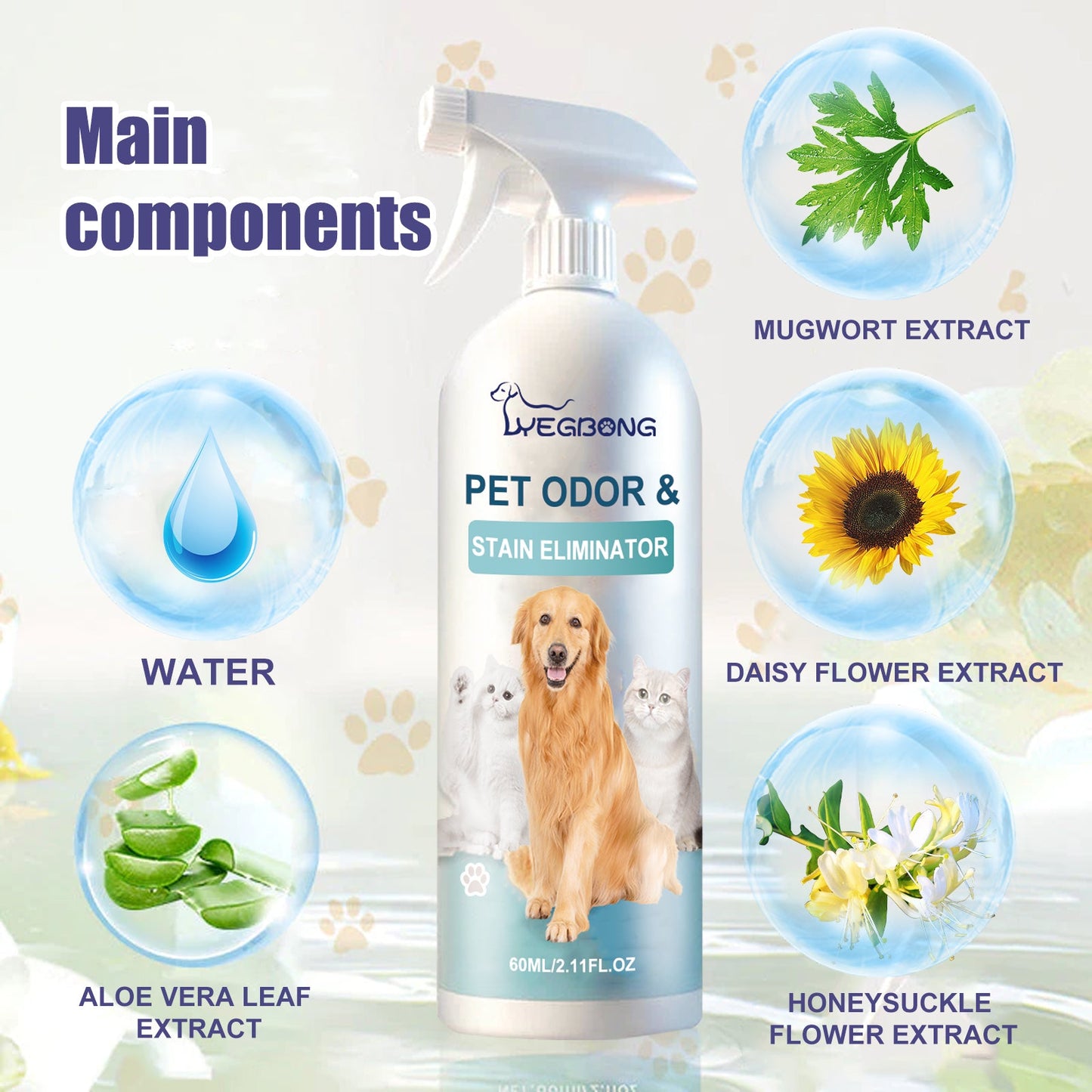 Spray Éliminateur d'Odor et de Taches pour Animaux de Compagnie Premium