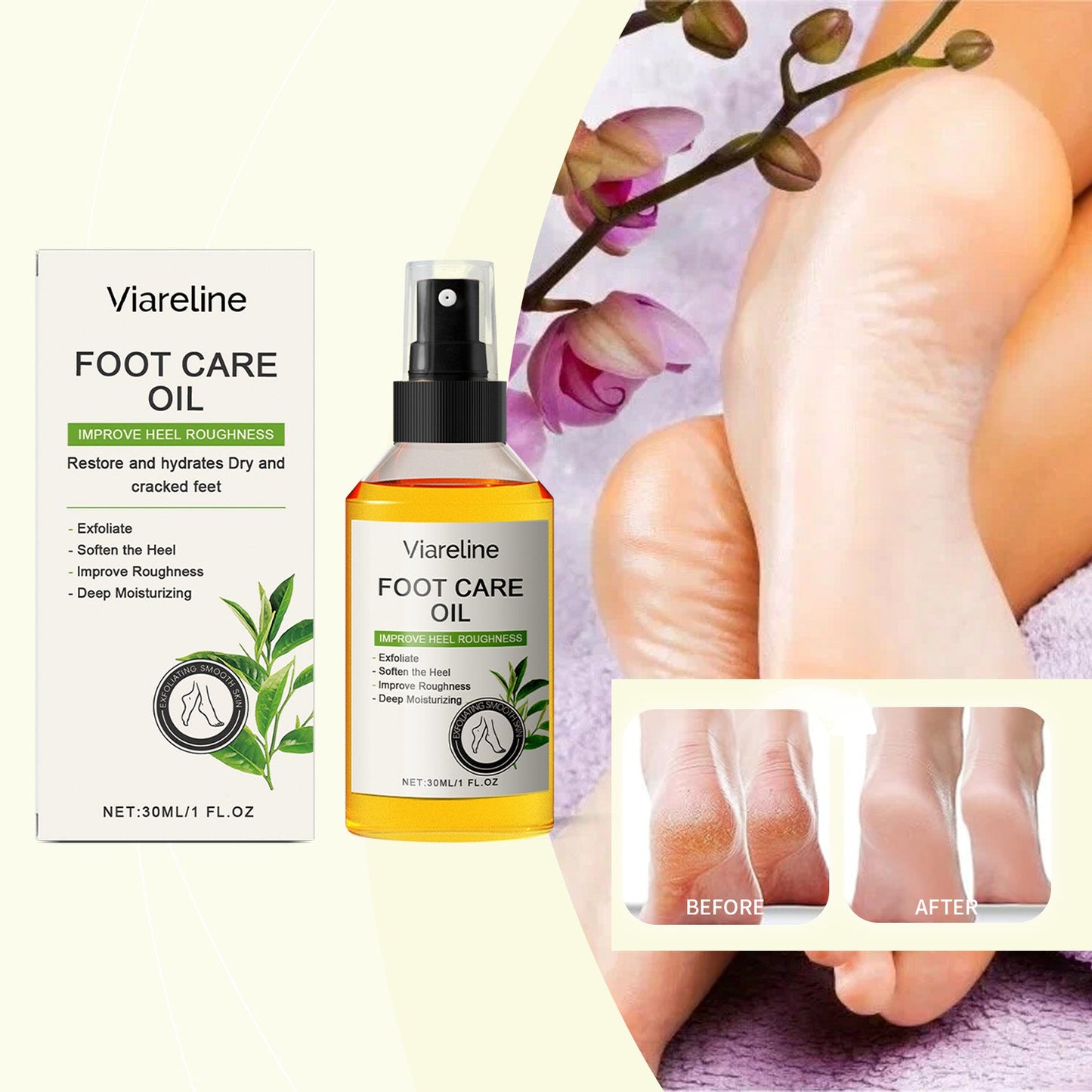 Foot Care Oil Gentle Exfoliating Delicate Moisturizing Hydrating Heel Care Oil - Korvel