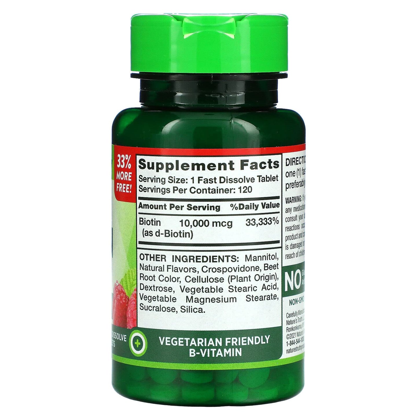 Nature's Truth Fast Dissolve Biotin Tablets - 10,000 Mcg Berry Flavor