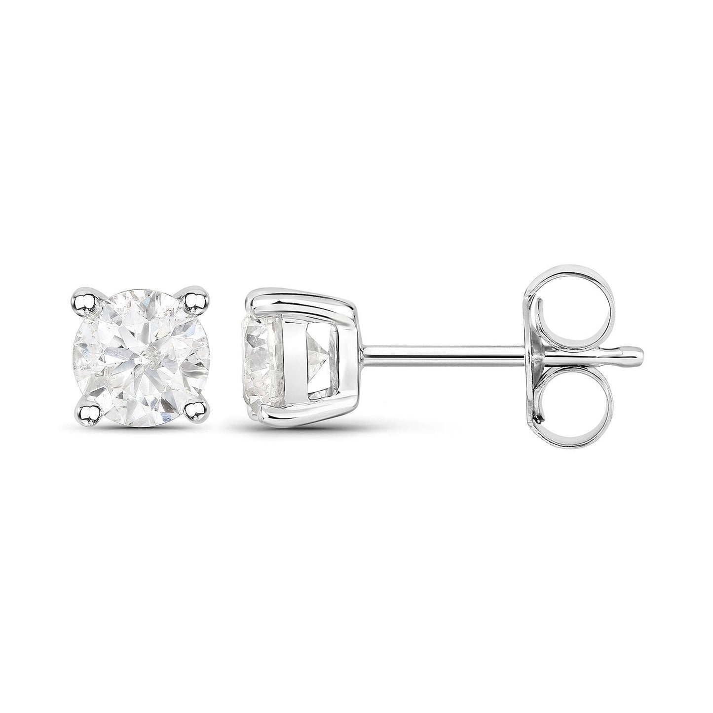Boucles d'oreilles en diamant blanc véritable de 1,02 carat en or blanc 14K