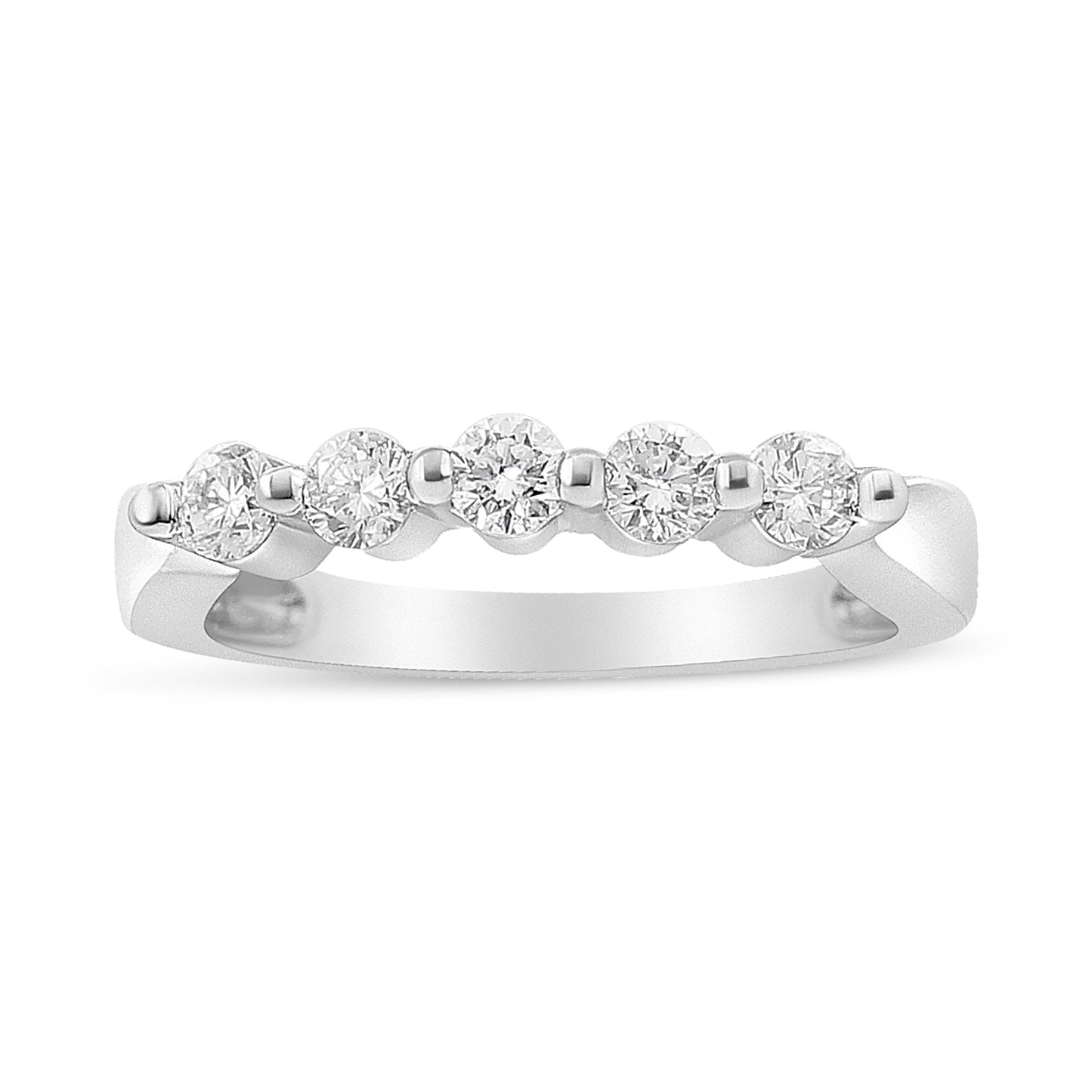Bague de fiançailles en diamant à 5 pierres en or blanc 14K