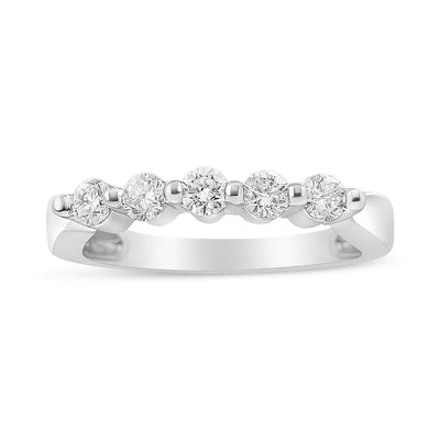 Bague de fiançailles en diamant à 5 pierres en or blanc 14K