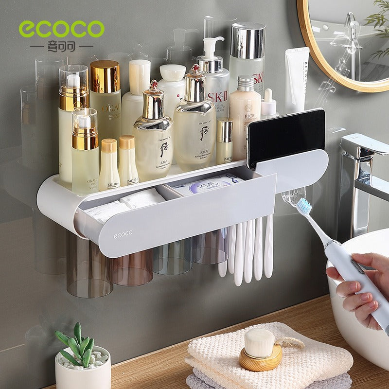 Toothbrush holder wall mounted home mouthwash cup electric non perforated dental tools, dental cylinder set holder - Korvel