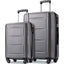 Expanable Spinner Wheel 2 Piece Luggage Set ABS Lightweight Suitcase with TSA Lock 20inch+24inch Dark Gray + Plastic - Korvel