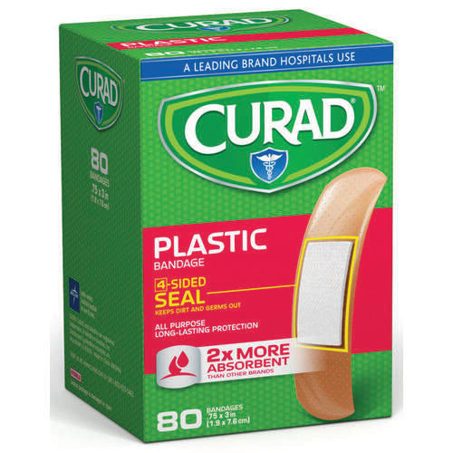 Curad Plastic Adhesive Bandages – Standard Size, 80 Count