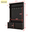 Hall tree with roof rack and storage platform, corridor shoe cabinet with sliding door, clothes hanger with 5 hooks black - Korvel
