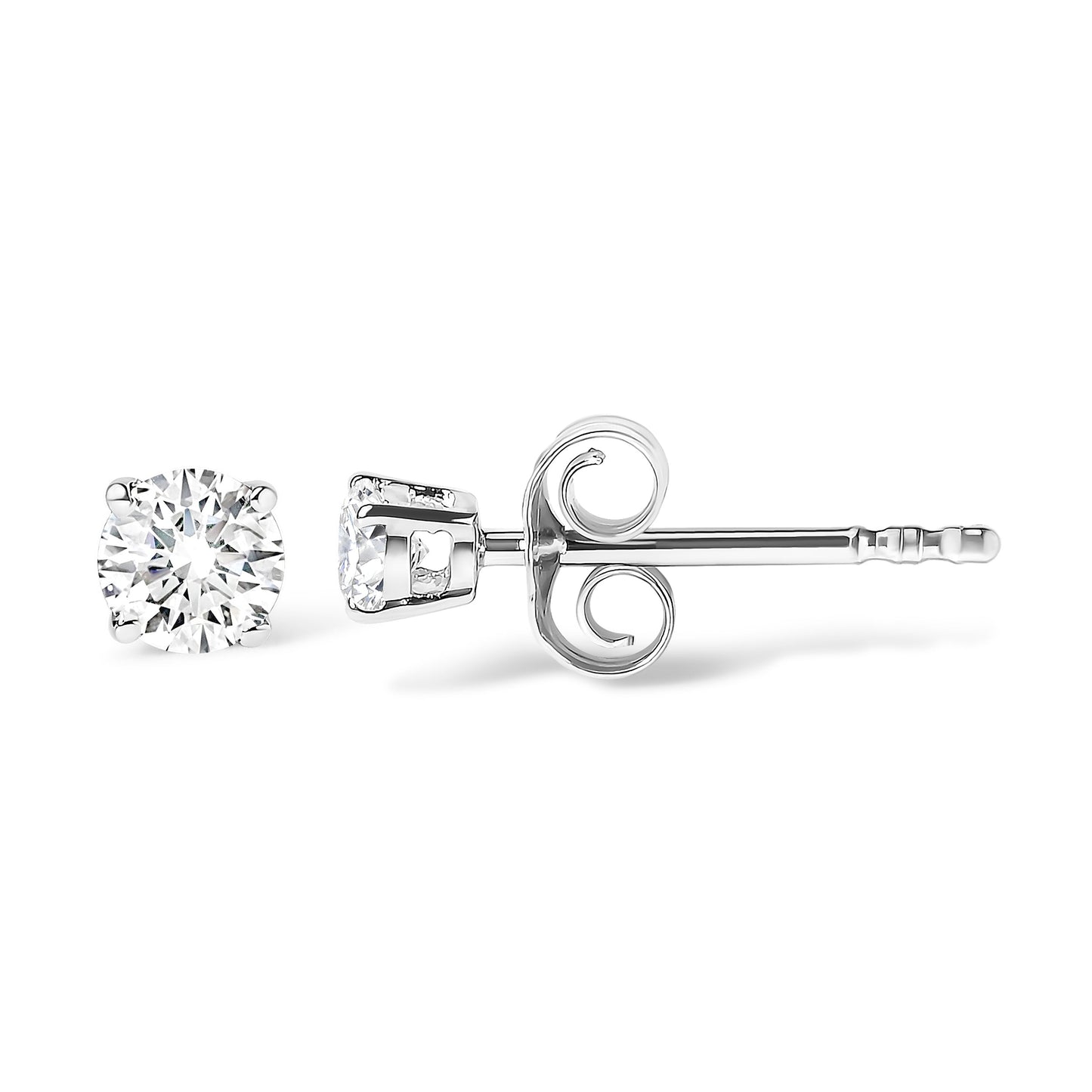 Pendientes de Stud Clásicos de Diamante Creado en Laboratorio de Plata Esterlina .925