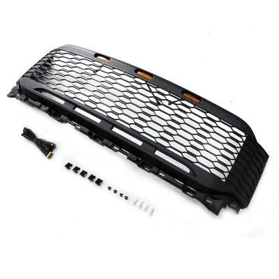 Grill For 2021 2022 2023 Ford f150 Raptor Grill Replacement W/LED Lights & Letters Matte Black - Korvel