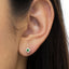 Sterling Silver Green Princess Diamond Quad Stud Earrings