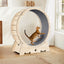 Cat Exercise Wheel for Indoor Cats, Cat Running Wheel with Carpeted Runway 37" Natural Wood Color - Korvel