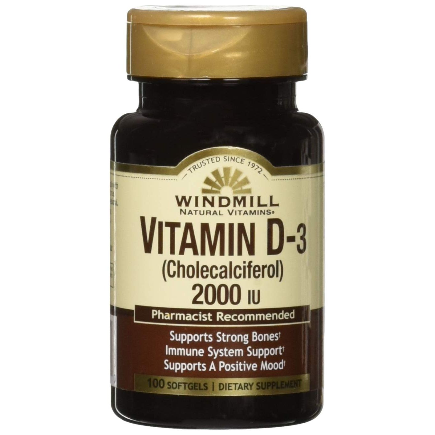Windmill Vitamin D3 2000U Softgels - Sugar Free, 100 Count