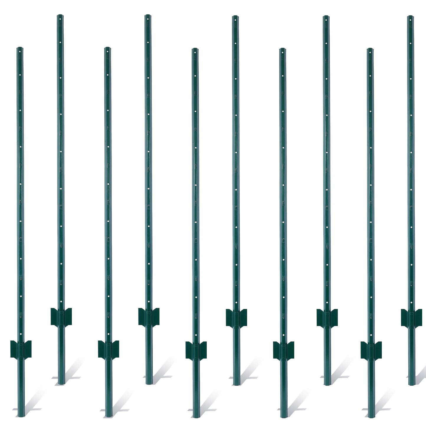 Heavy-Duty Metal Fence Posts with U-Grooves - 5 Feet, 10 Pack